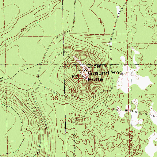 Topographic Map of Ground Hog Butte, OR
