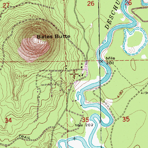 Topographic Map of Bates Ranch, OR