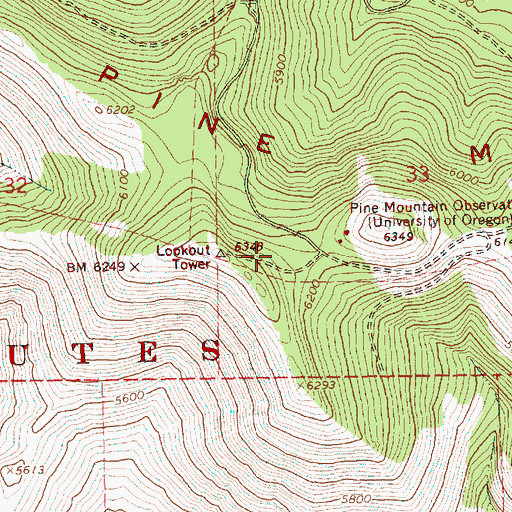 Topographic Map of Pine Mountain Recreation Site, OR
