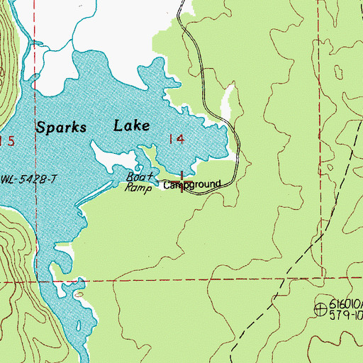 Topographic Map of Sparks Lake Recreation Site, OR