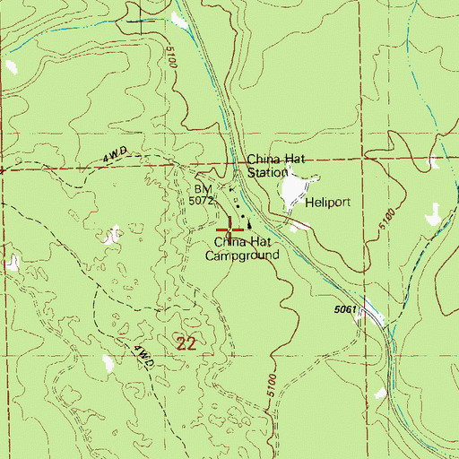 Topographic Map of China Hat Recreation Site, OR