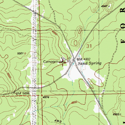 Topographic Map of Sand Spring Recreation Site, OR
