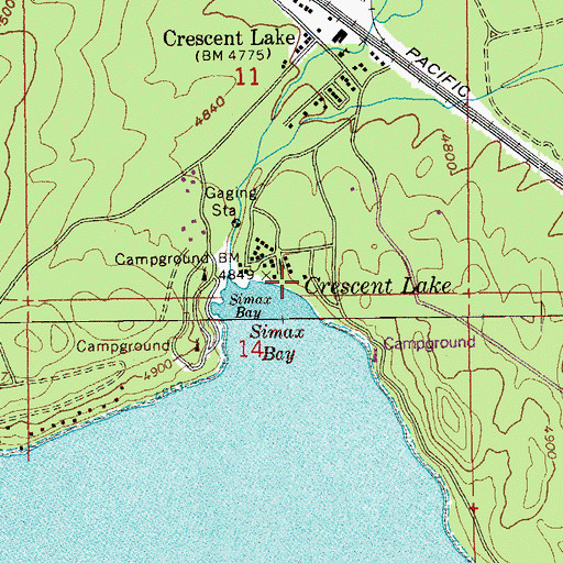 Topographic Map of Crescent Lake Guard Station, OR