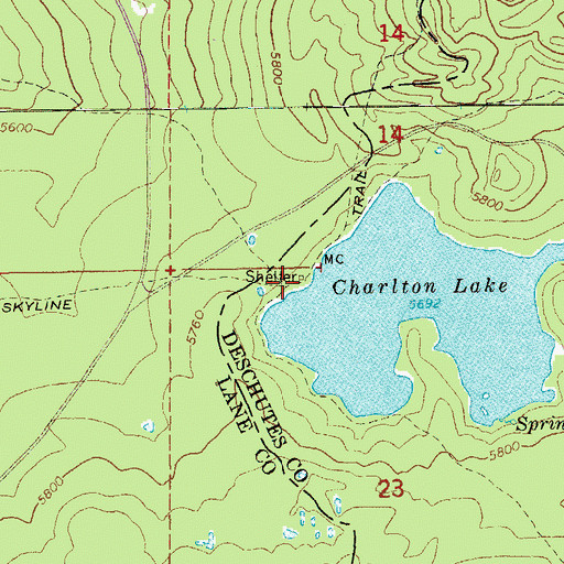 Topographic Map of Charlton Lake Shelter, OR