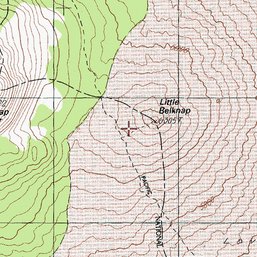 Topographic Map of Little Belknap Trail, OR