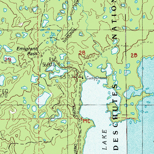 Topographic Map of Summit Lake Recreation Site, OR