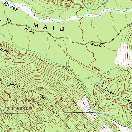 Topographic Map of Lost Creek Recreation Site, OR