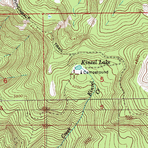 Topographic Map of Kinzel Lake Campground, OR