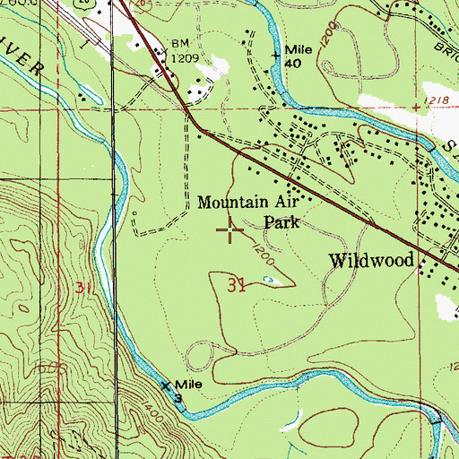 Topographic Map of AJ Dwyer Roadside Reservation Memorial Area, OR