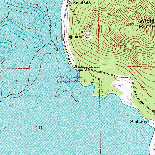 Topographic Map of Wickiup Butte Recreation Site, OR