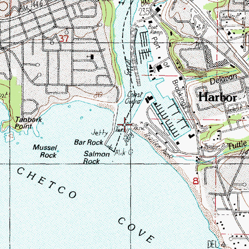 Topographic Map of Brookings Recreation Site, OR