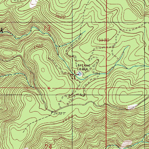 Topographic Map of Spalding Pond Recreation Site, OR