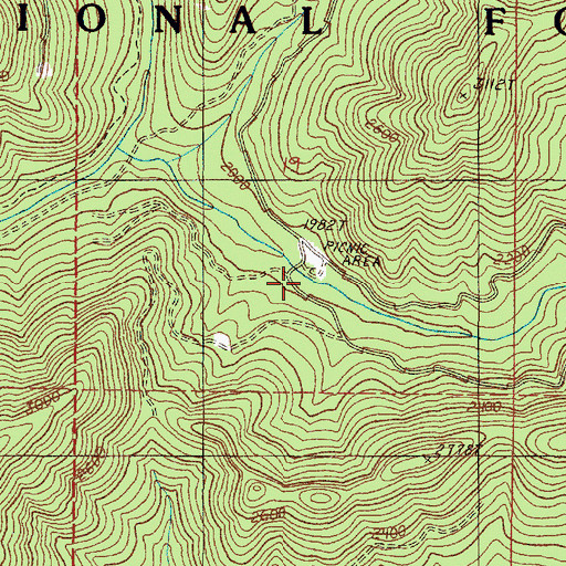 Topographic Map of Secret Creek Recreation Site, OR
