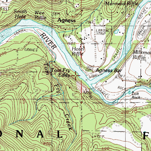 Topographic Map of Agness Recreation Site, OR