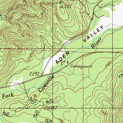 Topographic Map of Eden Valley Recreation Site, OR