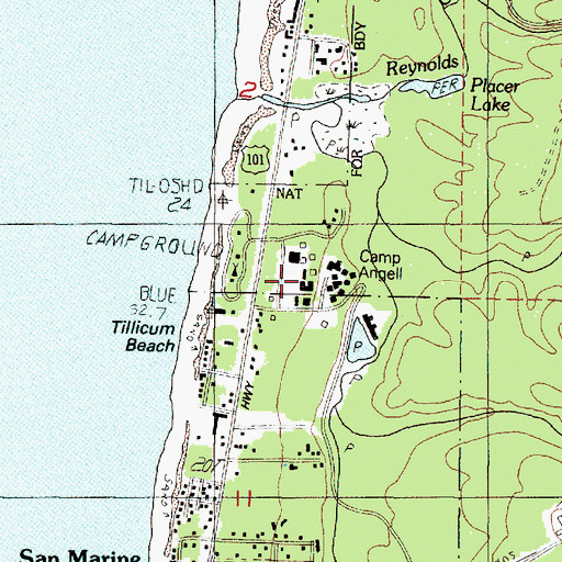 Topographic Map of Angell Job Corps Center, OR