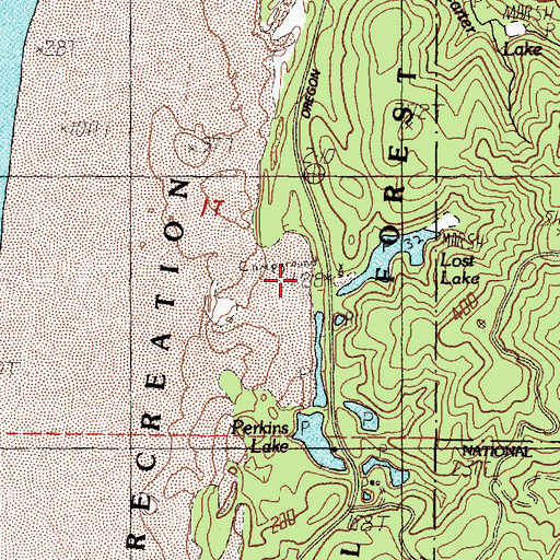 Topographic Map of Oregon Dunes Recreation Site, OR