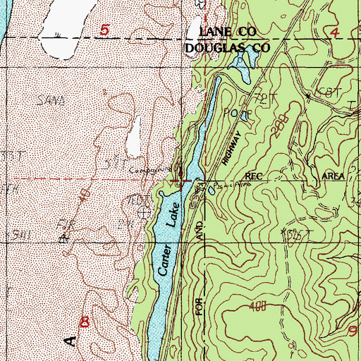 Topographic Map of Carter Lake Boat Ramp, OR