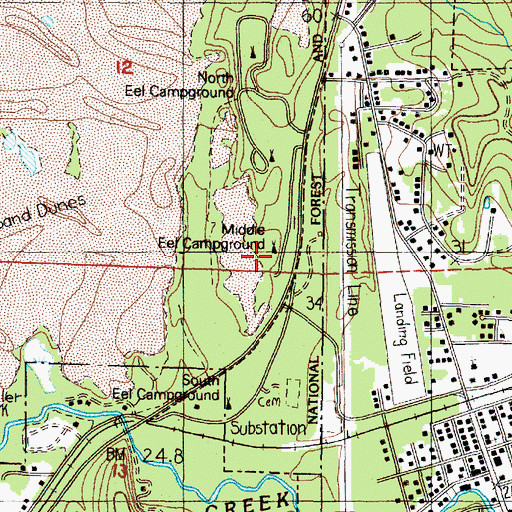Topographic Map of Middle Eel Campground (historical), OR