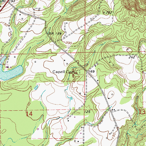 Topographic Map of Capell Cemetery, AL