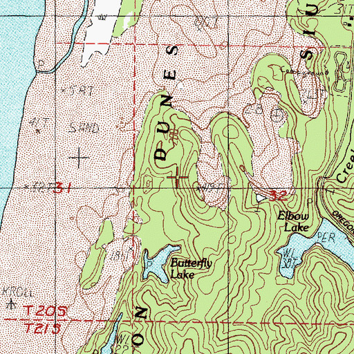 Topographic Map of Tahkenitch Trail, OR