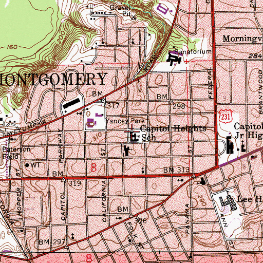 Topographic Map of Capitol Heights Elementary School, AL