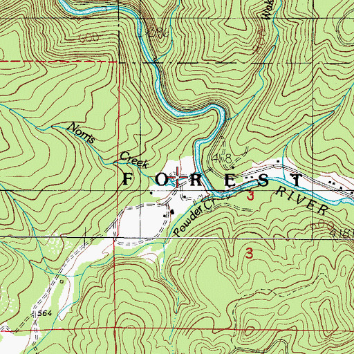 Topographic Map of Norris Creek, OR
