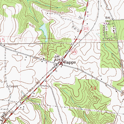 Topographic Map of Capps, AL