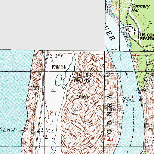 Topographic Map of Parking Lot Marsh, OR