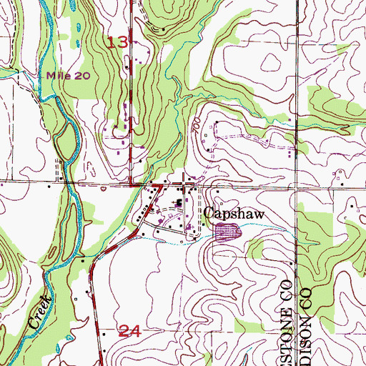 Topographic Map of Capshaw, AL