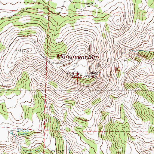 Topographic Map of Monument Mountain Lookout, OR