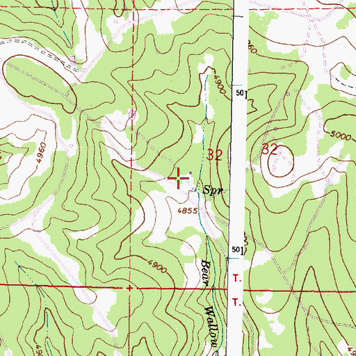 Topographic Map of Bear Wallow Camp Recreation Site (historical), OR