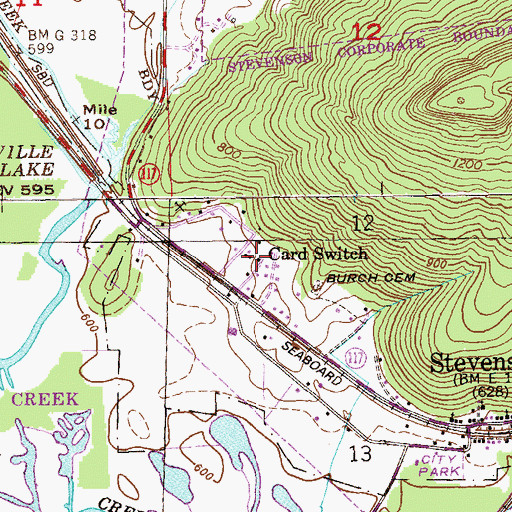 Topographic Map of Card Switch, AL