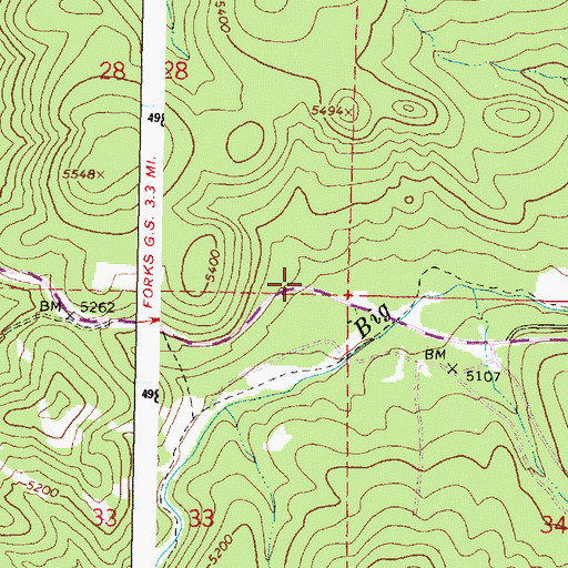 Topographic Map of Big Creek Meadows Recreation Site, OR