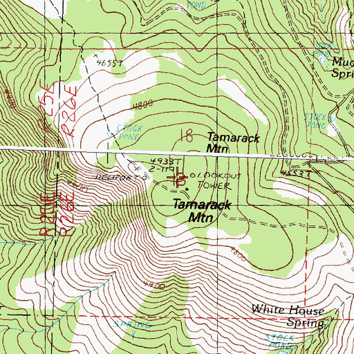 Topographic Map of Tamarack Lookout Tower, OR