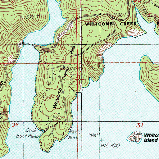 Topographic Map of Whitcomb Creek County Park, OR