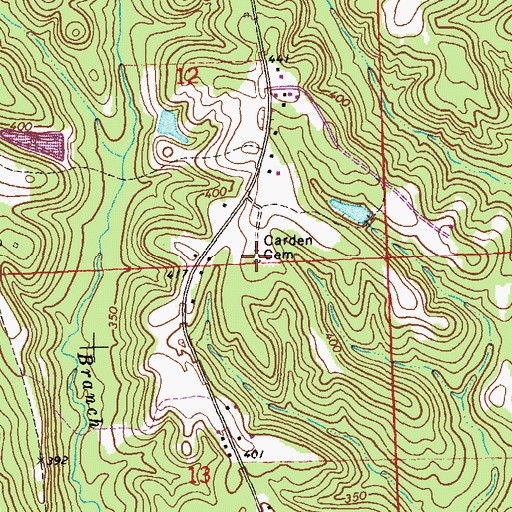 Topographic Map of Carden Cemetery, AL