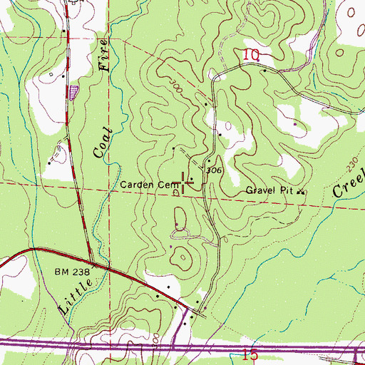 Topographic Map of Carden Cemetery, AL