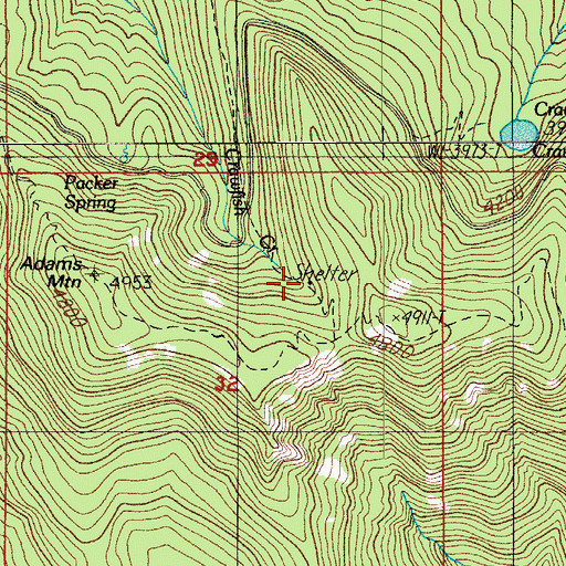 Topographic Map of Crawfish Shelter, OR