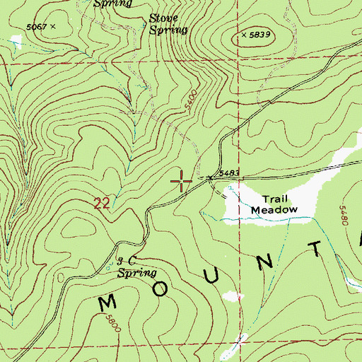 Topographic Map of Trail Cabin, OR