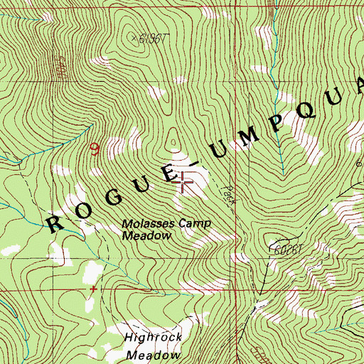 Topographic Map of Rogue-Umpqua Divide Wilderness, OR