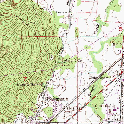 Topographic Map of Cargile Cemetery, AL