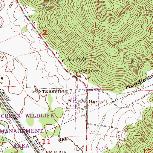Topographic Map of Cargile Cemetery, AL