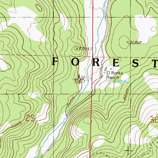 Topographic Map of Lower Camp Creek Recreation Site, OR