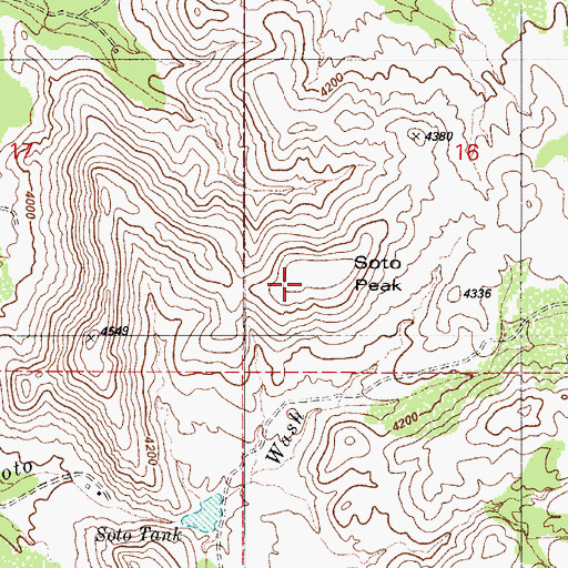 Topographic Map of Soto Peak, AZ