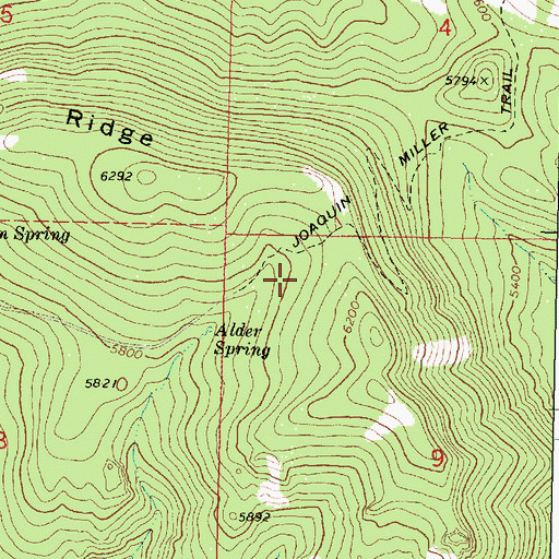 Topographic Map of Joaquin Miller Recreation Site, OR