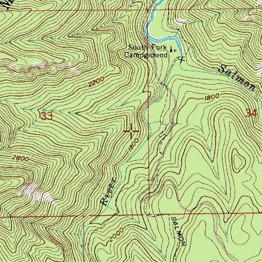 Topographic Map of Salmon-Huckleberry Wilderness, OR