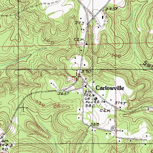 Topographic Map of Carlowville, AL