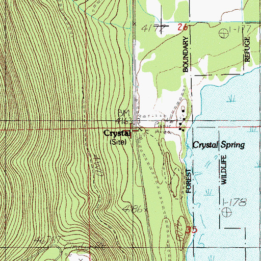 Topographic Map of Crystal Springs Recreation Site, OR