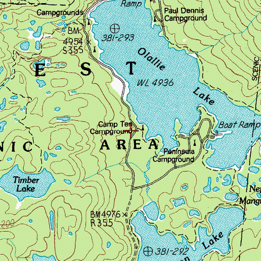 Topographic Map of Camp Ten Recreation Site, OR